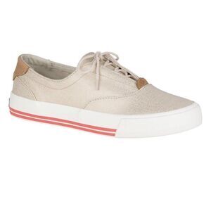 Sperry Crest Edge Metallic Sneakers Women’s Sz 8.5 Lace Up Oatmeal Cushion Beige